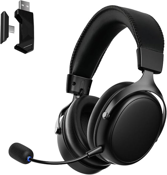 Akko Verge S9 Ultra Lightweight Wireless Gaming Headset, Quad Mode 2.4G, BT, Wired Connectivity Headset with Noise Cancelling Mic, Compatible with PS PC Phone, Design for Comfort Black