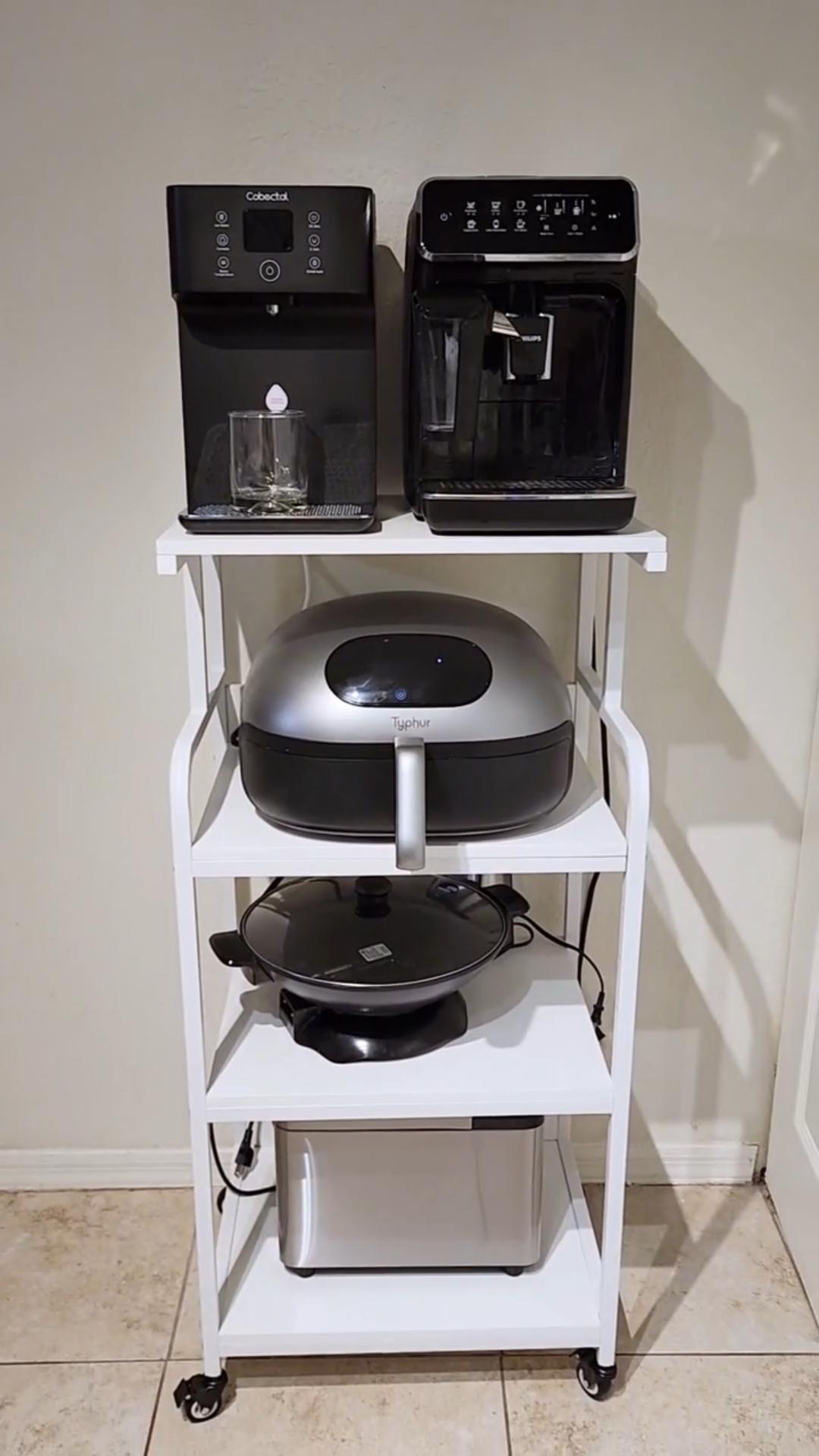 4 Tier Printer Stand with Wheels, Tall Printer Table with Storage