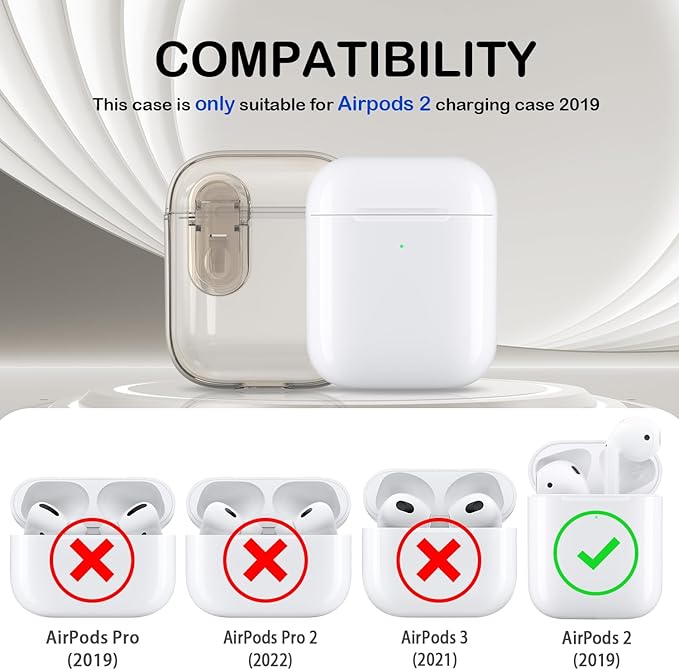 for Airpods 2nd Generation Case Cover with Secure Lock, Clear Soft TPU Transparent Military Grade Shockproof Protective Case with Cleaning Pen for Apple Airpods 2nd 2019, Clear Black