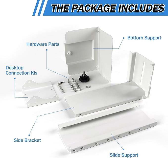 Heavy Duty Computer Wall Mount PC Case - Upgraded, Also Great for PC Mount Under Desk - Height Adjustable from 11" to 21", Width Adjustable from 5.5" to 9.8", Computer Tower Under Desk Home Office