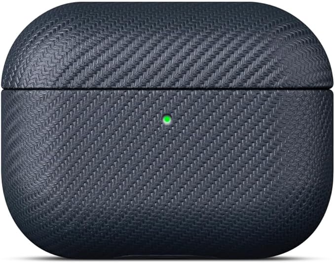LOPIE Case for AirPods Pro 2nd Generation - Handmade AirPods Pro 2 Case Cover - Made of Vegan Leather - Carbon Fiber Style - Drop Protection Hard Shell Cover Compatible with Wireless Charging - Gray