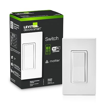 Leviton Decora Smart Switch, Wi-Fi, D315S-1RW, White