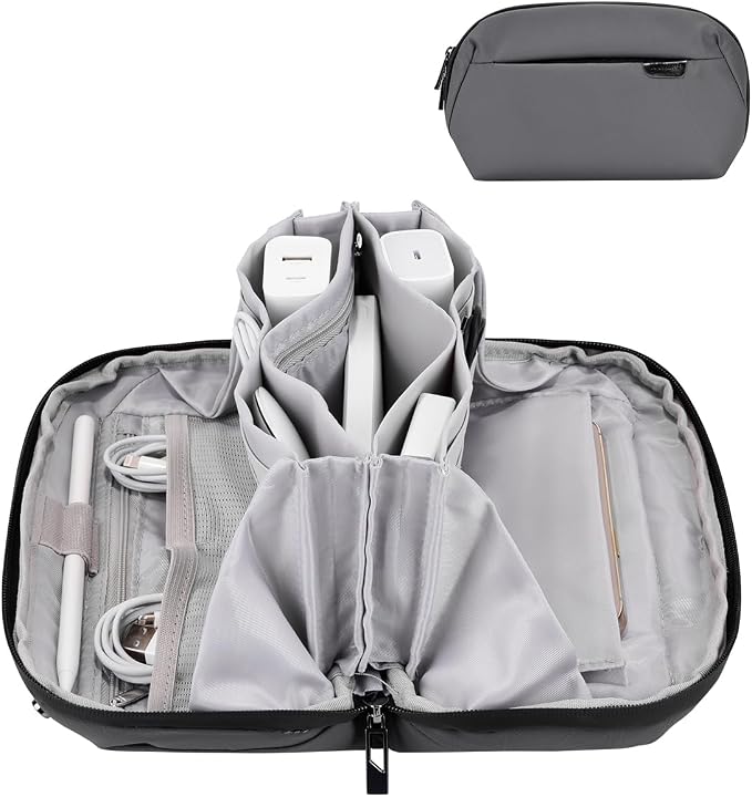 Dark Grey Travel Electronics Organizer Bag