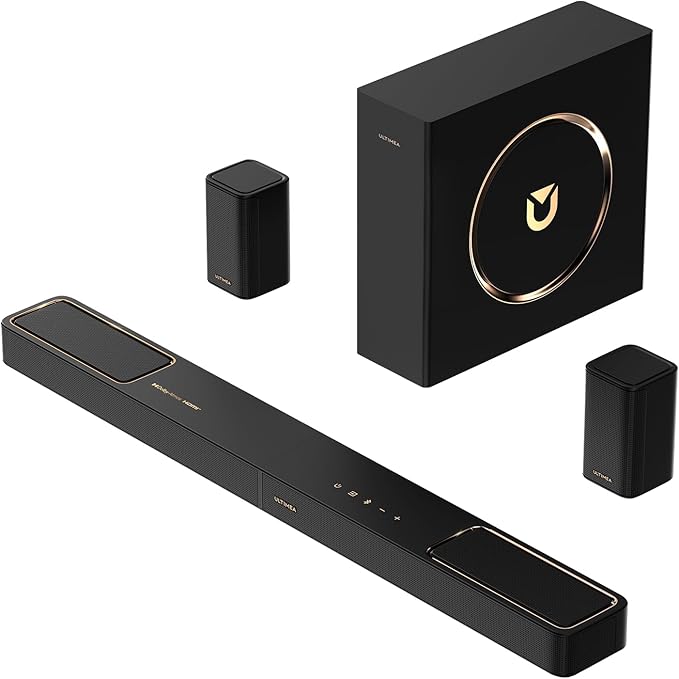 ULTIMEA 5.1.2ch Sound Bar with Dolby Atmos, Surround Sound System for TV with 2 Surround Speakers, Sound Bar for Smart TV, Soundbar for Home Theater, BT 5.4, HDMI eARC, Skywave F40 (New, 2025 Model)