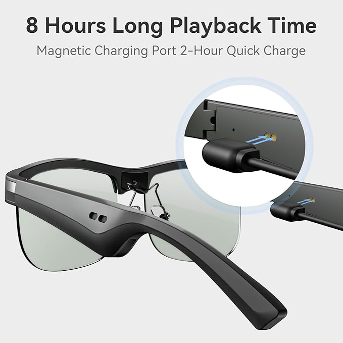 Smart Glasses, Polarized Bluetooth Sunglasses, Built-in Mic & Speakers, Voice Assistant, UV Protection, Bluetooth Glasses for Office, Driving, Cycling Outdoor Sports