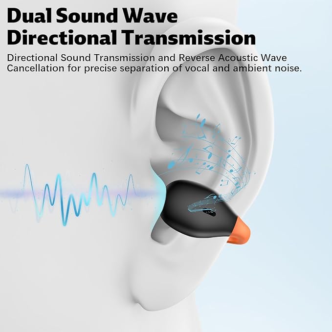 Open Ear Wireless Earbuds Secure Clip Sports Headset Light Bone Conduction Running Headphone Bluetooth Gaming Earphone for iPhone 17 Pro Max 16e 16 15/Samsung A17 A16 S26 S25 S24/Pixle 9 10/Android