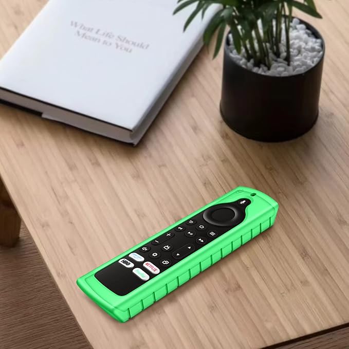 Fintie Silicone Case for Fire TV Stick 4K Max (2nd Gen)/Toshiba/Insignia/Pioneer/2-Series/4-Series/Omni Fire TV Remote - Anti Slip Shockproof Cover for Alexa Voice Remote Enhanced, Green Glow