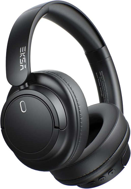 EKSA Wireless Headphones Over Ear, Bluetooth Headphones with Microphone, Hi-Res Audio, 90H Playtime, 6 EQ Modes, Lightweight, Foldable, Bluetooth Headset for PC/Cellphone/Home/Travel/Office Black