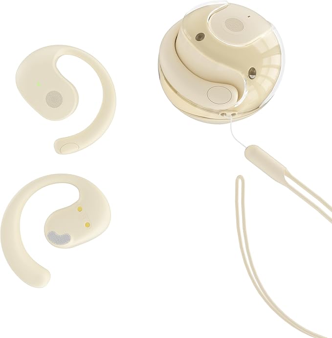 sunshot Ows Open Ear Buds Headphones Bluetooth 5.4,Bone Conducting Air Bone Conduction Headphones, 16mm Drivers,40H Playtime,Open Ear Earbuds IPX5 Waterproof and Noise Reducing Touch (Khaki)