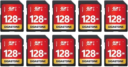 GIGASTONE 128GB SD Card 10-Pack UHS-I U1 Class 10 SDXC Memory Card Full HD Video for Digital Camera, Speed up to 80MB/s, Full-Sized SD Card, with 10 mini Cases - Image 1