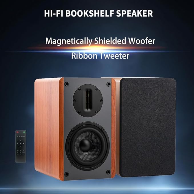 Bluetooth Bookshelf Speakers, 100W X 2 Powered TV Speakers with 5.25 Inch Woofer, Turntable Speakers for TV and PC Speaker with Optical/AUX/RCA/HDMI Input Used Ribbon Tweeter Speaker