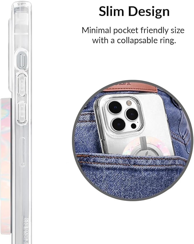 VELVET CAVIAR Compatible with MagSafe Phone Grip - Magnetic Ring Holder with Adjustable Stand - Removable MagSafe Accessories for iPhone 16, 15, 14, 13, 12 (Dolphins)