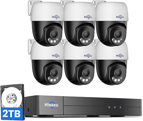 【360°View】 Hiseeu 4K PoE PTZ Security Camera System，6 Pcs Security Cameras - Image 5