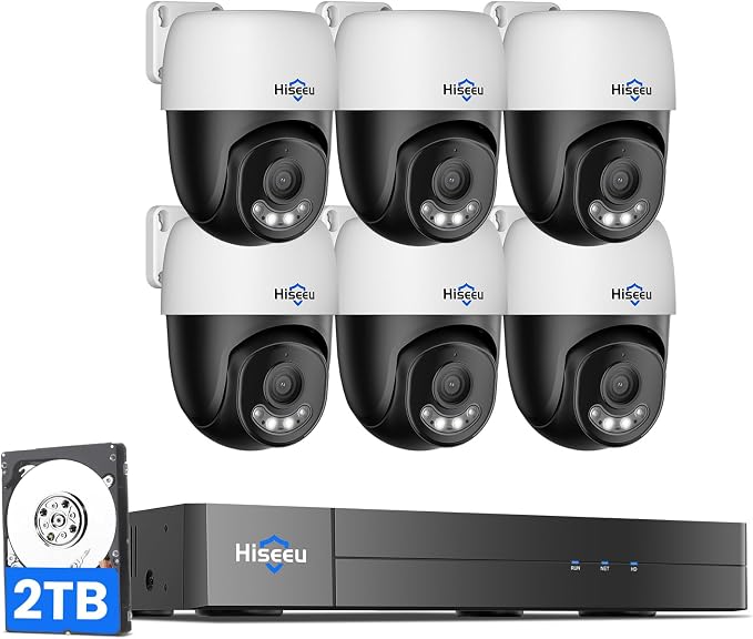 【360°View】 Hiseeu 4K PoE PTZ Security Camera System，6 Pcs Security Cameras - Image 8