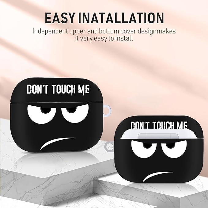 Compatible with Airpods Pro 3 Case(2025),Don't Touch Me for Airpods Pro 3rd Generation Cases Cover with Lanyard Soft Silicone Cute Shockproof Cover for Women Men,Black