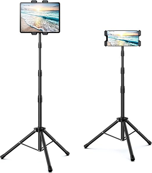 Tablet Floor Stand Adjustable Tripod Stand Compatible for 5.5-12.9" iPad