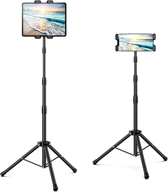 Tablet Floor Stand Adjustable Tripod Stand Compatible for 5.5-12.9" iPad