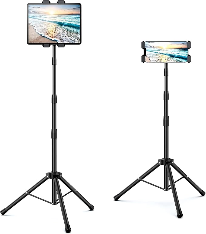 Tablet Floor Stand Adjustable Tripod Stand Compatible for 5.5-12.9" iPad