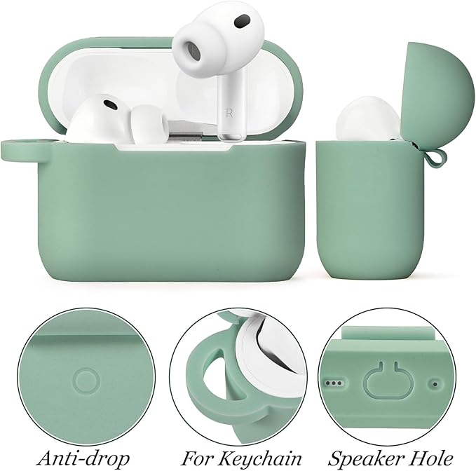 VISOOM for AirPods Pro 3 Case 2025, Silicone Case for Apple Air Pods Pro 3rd Generation Cover Women, Cute iPods 3 Protective Cover with Bling Keychain & Cleaning Kit,Green
