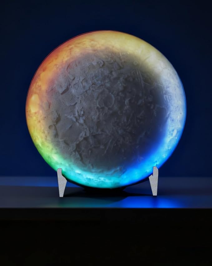 Nobiggie Meteorite Texture RGB Ambient Lighting Lamp, Artistic LED Mood Light with 85 Color Changing Modes, Soft Glow for Bedroom, Living Room, or Cozy Modern Home Decor (White, Large)
