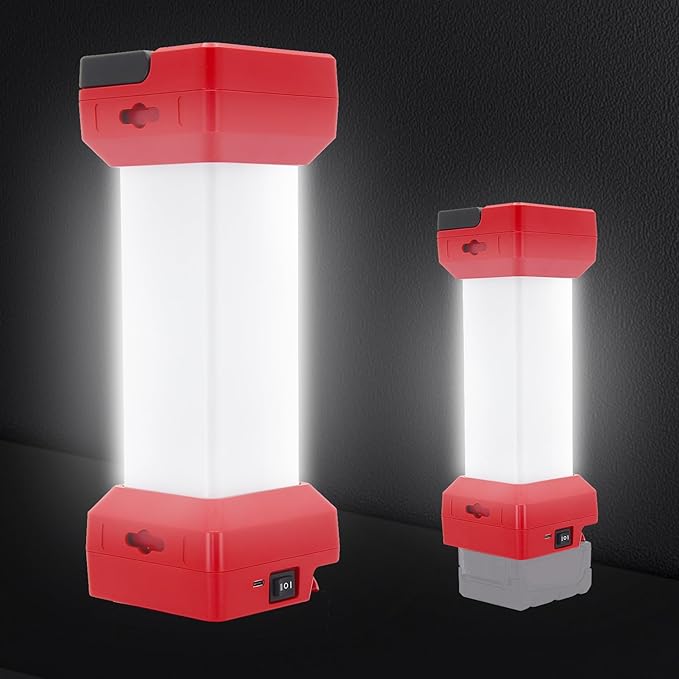 LED Work Light for Milwaukee m18 18v Battery, 2900LM Outdoor LED Camping Lantern, 2 Modes Portable Inspection Light for Car Repair,Workshop, Hide Hand and Type-C Charging Port