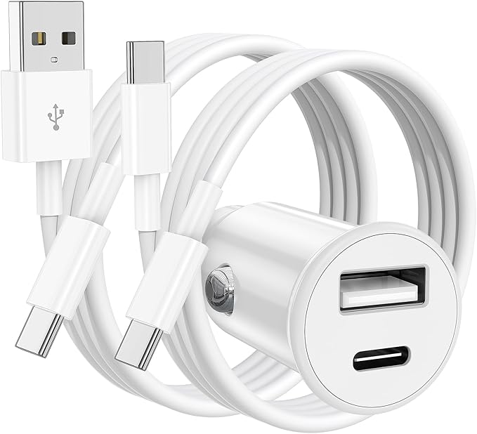USB C Car Charger for iPhone 17 16 15 Pro Max, 40W Dual Port USB-C & USB-A Car Fast Charging Adapter, 2X3FT C to C Cable & A to C Carplay Cable for iPhone 17 16 15 Series/iPhone Air, iPad, Samsung