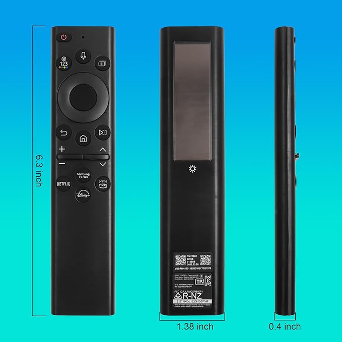BN59-01385A Solar Voice Remote Replacement for Samsung Frame Smart TV Remote with Bluetooth Rechargeable Solar Cell, Compatible with Samsung 2021-2022 Neo LED 4K Ultra HD TV, 4 Shortcut Buttons, Black