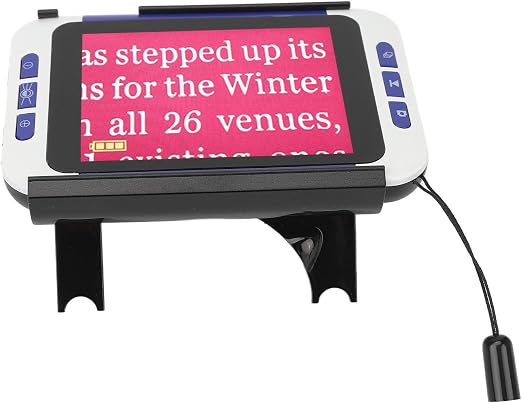 Digital Magnifier 3.5 Inch LCD Screen 2X-32X Zoom, Handheld Portable Electronic Video Magnifier Reading Aids for Low Vision, Rechargeable, Rotating Handle & AV Output 26 Color