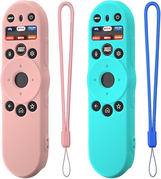Hi Color Remote Cover for Vizio TV Remote XRT270 Smart TV Remote 2023, Silicone Vizio Remote Control Case Cover for VIZIO XRT270 Silicone Sleeve with Lanyard(Pink+Mint)