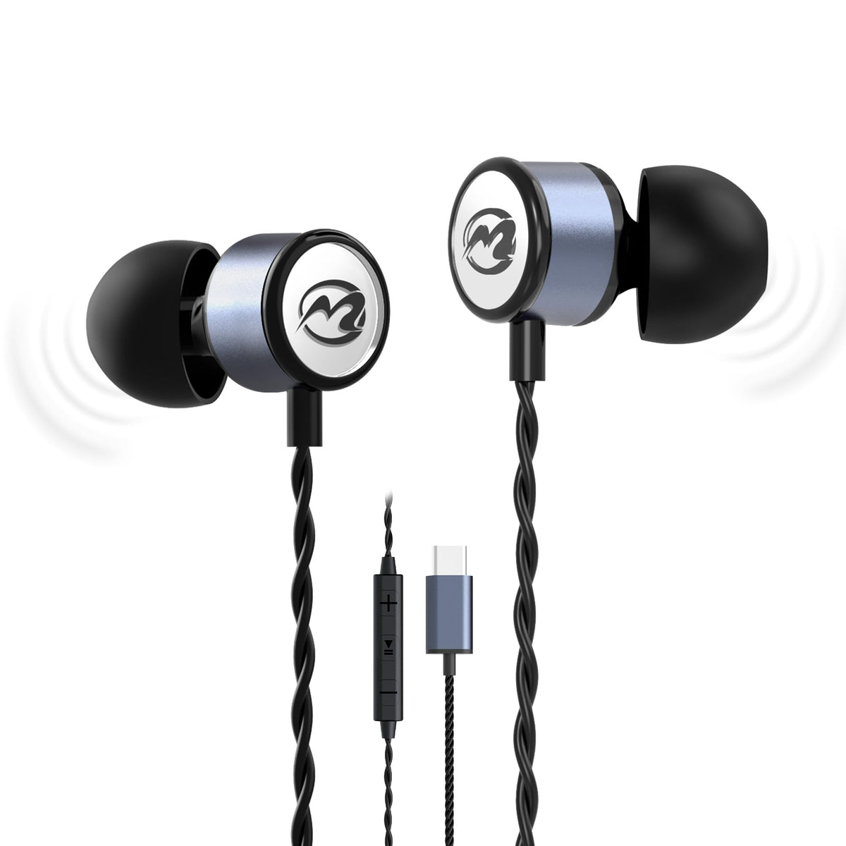 MORMOQUE EP09 Hi-Fi Stereo USB C Headphones,Type C in-Ear Wired Earbuds with Deep Bass and Built-in Mic,Noise Isolation Earphones with 4.9 ft Long Cord for Music Lovers,Podcasts and Calls