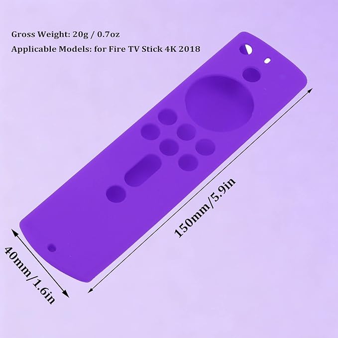 Fire Stick 4K 2018 Remote Cover Case for Alexa Voice Remote, Fire TV Shockproof Protective Silicone Case with Lanyard(Purple)