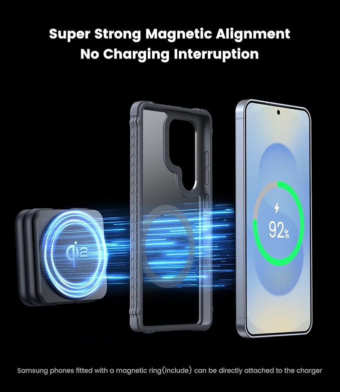 KU XIU Qi2 Certified 3 in 1 Charging Station for Samsung, Aluminum Alloy Foldable 15W Wireless Charger for Galaxy S26 S25 Series Z Flod 7, Fast Charger for Galaxy Watch Ultra, for Galaxy Buds