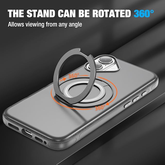 for iPhone 17 Case [Compatible with Magsafe] [15 FT Military Grade Drop Protection] with Screen Protector & Lens Protector,Shockproof Kickstand Phone Case for iPhone 17 (Gray)