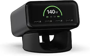 Satechi ChargeView 140W GaN Charger, Live Power Display, Space Black