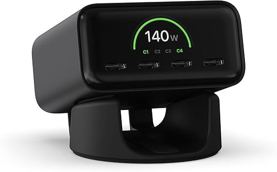 Satechi ChargeView 140W GaN Charger, Live Power Display, Space Black