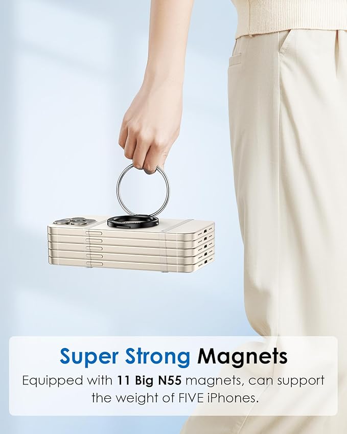Magnetic Cell Phone Ring Holder Stand - 180° Rotating Finger Ring Kickstand, Premium Polished Metal Grip, Compatible with Magnetic Car Mounts. Ideal for iPhone 15/14-Must-Have Phone Accessory