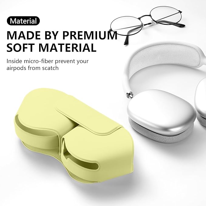 for Apple Airpods Max Case,Headphones Protective Case for AirPod Max Supports Sleep Mode, Anti-Scratch and Anti-Dust,Airpod Pro Max by PU Leather,Grass Yellow 2