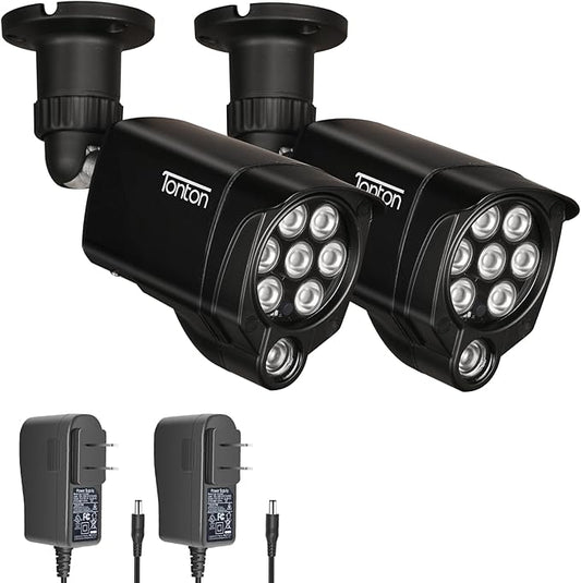 Tonton 2Pack LED IR Illuminator Wide Angle 8-LEDs 90 Degree 100Ft IR Infrared Flood Light, Compatible for CCTV Security Cameras,IP Camera,Bullet Camera,Dome Camera(Black)