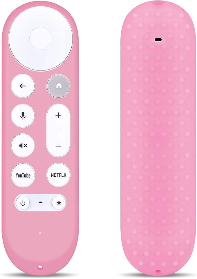 New Replacement Remote Control Cover Compatible for Google TV Streamer 4K TV GY3LE Voice Remote, Silicone Controller Case Sleeve (Glow-in-The-Dark，Pink)