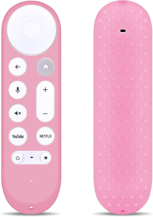 New Replacement Remote Control Cover Compatible for Google TV Streamer 4K TV GY3LE Voice Remote, Silicone Controller Case Sleeve (Glow-in-The-Dark，Pink)