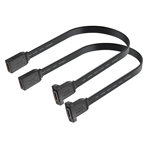 GINTOOYUN HDMI Extension Cable 4K 60Hz HDMI Extender Cord High Speed 90-Degree Angle HDMI Female to Female Extension Wire 2 PCS (F/F)