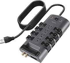 Belkin Surge Protector Power Strip w/ 8 Rotating & 4 Standard Outlets - 8ft Sturdy Extension Cord w/Flat Pivot Plug for Home, Office, Travel, Desktop & Charging Brick - 4320 Joules of Protection -... - Image 1