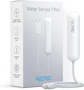 PRO Version: Aeotec Water Sensor 7 Pro, with Flood, Temperature, Humidity Sensor, SmartThings Sensor Compatible, Z-Wave Plus, S2, SmartStart, ZWave hub Required