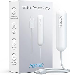PRO Version: Aeotec Water Sensor 7 Pro, with Flood, Temperature, Humidity Sensor, SmartThings Sensor Compatible, Z-Wave Plus, S2, SmartStart, ZWave hub Required