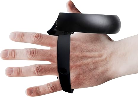 MODJUEGO VR Adjustable Handle Grip Cover, Soft Silicone Touch Controller Handle Fixing Strap for Oculus Quest/Rift S VR Controller Accessories (Black)