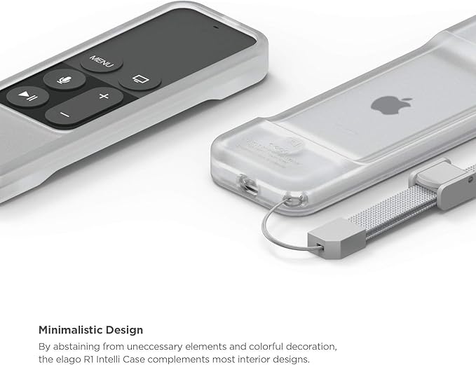 elago R1 Intelli Case [Clear White]-[Magnet Technology][Anti-Slip][Lanyard Included][Heavy Shock Absorption] Compatible with Apple TV Siri Remote 1st Generation