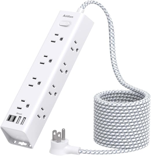 Surge Protector Power Strip - 10 FT Extension Cord with 12 AC Outlets 4 USB
