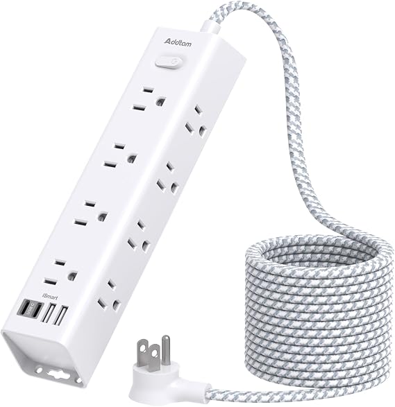 Surge Protector Power Strip - 10 FT Extension Cord with 12 AC Outlets 4 USB