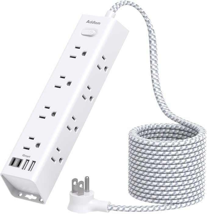 Surge Protector Power Strip - 10 FT Extension Cord with 12 AC Outlets 4 USB