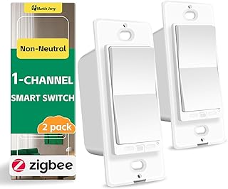 Smart Switch 2 Pack, No Neutral Wire Required, Zigbee 3.0 Compatible, Compatible with Alexa and Google Assistant